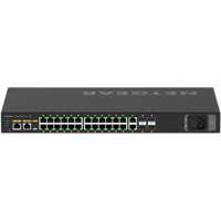 Rückseite des AVM-C30 NETGEAR M4250 Switch mit 30x Netzwerkanschlüssen von Adder