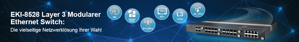 EKI 8528 modularer Layer 3 Managed Ethernet Switch von Advantech