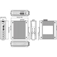 EKI-2706G-2FPI industrieller PoE Switch mit 4x RJ45 PoE und 2x SFP Ports von Advantech Zeichnung