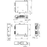 Zeichnung der DIN-Schienen Version des ICR-2437-DE LTE CAT.4 Router mit einem ML620DE Unitac Modul von Advantech