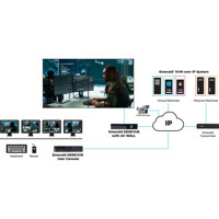 Anwendungsdiagramm des EMD5004PE-R Emerald DESKVUE PE IP KVM Receiver/Multiviewer von Black Box