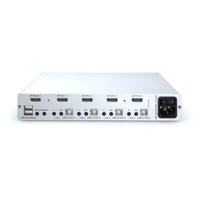 Hinterseite des DP1.4-MUX4-USB DisplayPort 1.4 KVM Switch von Guntermann und Drunck