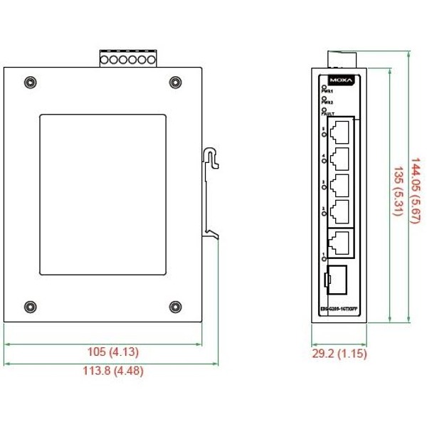 MOXA [EDS-G205-1GTXSFP-T] 5Gポートフルギガビットアンマネージド