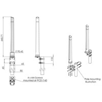 Zeichnung der OMNI-0600-5G 2x2 MIMO 5G Rundstrahlantenne von Poynting