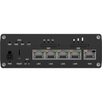 SIM Slots und RJ45 Ports des RUTM54 industriellen 5G Routers von Teltonika