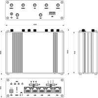 Zeichnung des RUTM54 industriellen 5G Routers von Teltonika