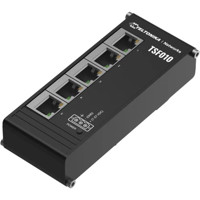 TSF010 Unmanaged 5-Port Ethernet Switch mit einem flachen Design von Teltonika seitlich