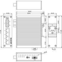 Zeichnung des SandCat-2305-F1-SM-T4-LV Unmanaged 5-Port Industrie Switch von Westermo